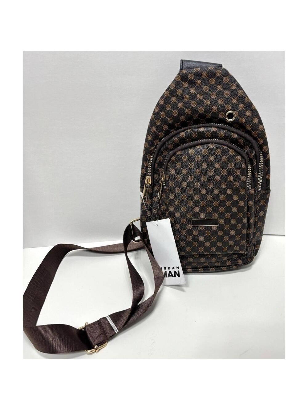 Geometric Printed Men’s PU Leather Crossbody Sling Bag - Stylish & Durable NEW